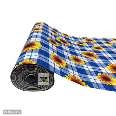 ROYAL-NEST ? Size - 45 x 1000 cm, 10 Meter Rectangular Long Shelf Liner, Blue Color, Blue Box Yellow Flower Design, Sheet Roll / Mat for Drawer, Antislip Mat-thumb4