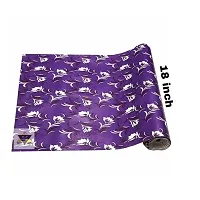 ROYAL-NEST ? Purple Color, Size - 45 x 1000 cm, Rectangular Long Shelf Liner, 10 Meter White Small Flower Design, Sheet Roll / Mat for Drawer, Antislip Mat-thumb1