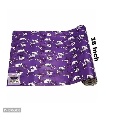 ROYAL-NEST ? Purple Color, Size - 45 x 1000 cm, Rectangular Long Shelf Liner, 10 Meter White Small Flower Design, Sheet Roll / Mat for Drawer, Antislip Mat-thumb2