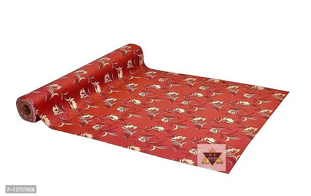 ROYAL-NEST ? 10 Meter Rectangular Long Shelf Liner, Size - 45 x 1000 cm Orange Color, Orange Flower Design, Sheet Roll / Mat for Drawer, Antislip Mat-thumb5