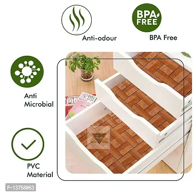 ROYAL-NEST ? 10 Meter, Size - 45 x 1000 cm , Antislip Mat Rectangular Long Shelf Liner, Brown Color, Wooden Design, Sheet Roll / Mat for Drawer-thumb4