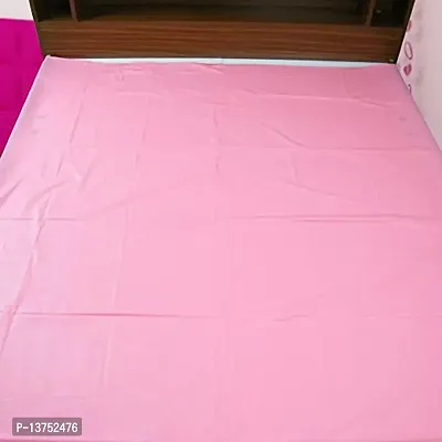 ROYAL - NEST Soild Self Design Single Bed Sheet with PVC, (4.5 x 6 Feet) Pink-thumb2