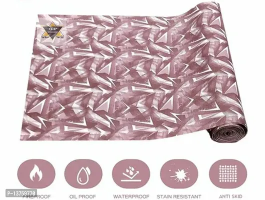 ROYAL-NEST ? 10 Meter, Size - 45 x 1000 cm , Antislip Mat Rectangular Long Shelf Liner, Choco Color, White Triangle Design, Sheet Roll / Mat for Drawer-thumb5