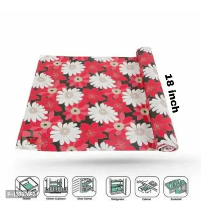 ROYAL-NEST ? Red Color, Flower Design, Antislip Mat Size - 45 x 1000 cm, 10 Meter Rectangular Long Shelf Liner, Sheet Roll / Mat for Drawer-thumb5