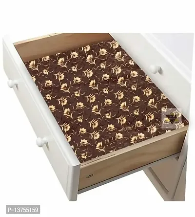 ROYAL-NEST ? Brown Color, Brown Flower Design, Sheet Roll / Mat for Drawer, Antislip Mat, Size - 45 x 1000 cm, 10 Meter Rectangular Long Shelf Liner-thumb2