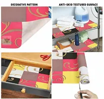 ROYAL-NEST ? Multicolor Color, Sheet Roll / Mat for Drawer, Antislip Mat Size - 45 x 1000 cm, Rectangular Long Shelf Liner, 10 Meter Multi Leaf Design-thumb1