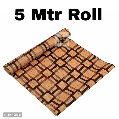 ROYAL-NEST ? Brown Color, 5 Meter Rectangular Long Shelf Liner,Brown Box Designs, Size - 45 x 500 cm, Sheet Roll / Mat for Drawer, Antislip Mat-thumb0