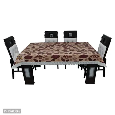 ROYAL - NEST ? Medium Size 2 to 4 Seater 3D Table Cover Self Design Plastic Table Cover with Lace Brown Leaf, Brown Color-thumb5