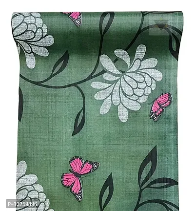 ROYAL-NEST ? Green Color, Flower Design, Sheet Roll for Almira/Mat for Drawer Shelf|Antislip Mat|Waterproof PVC, 9 Meter Rectangular Long Shelf Liner Cupboard/AdjustableSize - 45 x 900 cm-thumb4