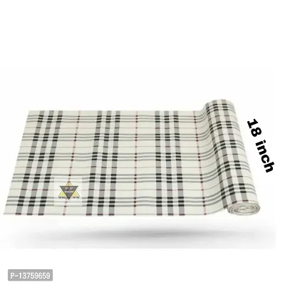 ROYAL-NEST ? Size - 45 x 1000 cm, 10 Meter , Cream Color Rectangular Long Shelf Liner, Black Line Design, Sheet Roll / Mat for Drawer, Antislip Mat-thumb2