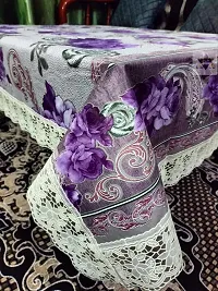 ROYAL - NEST ? 2 to 4 Seater (40 INCH x 60 INCH) Table Cover 3D Self Design Plastic Table Cover Medium Size Holyhock, Purple Color-thumb2