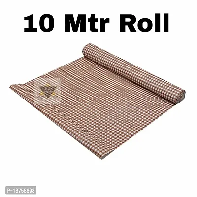 ROYAL-NEST ? Brown Color, Small Box Design, Size - 45 x 1000 cm, Rectangular Long Shelf Liner, 10 Meter Sheet Roll / Mat for Drawer, Antislip Mat