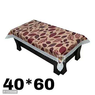 ROYAL - NEST ? Medium Size 2 to 4 Seater 3D Table Cover Self Design Plastic Table Cover with Lace Brown Leaf, Brown Color-thumb2