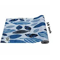 ROYAL-NEST ? 10 Meter, Size - 45 x 1000 cm , Antislip Mat Rectangular Long Shelf Liner, Blue Color, Black Leaf Design, Sheet Roll / Mat for Drawer-thumb1