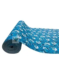 ROYAL-NEST ? Sky Blue Color, White Flower Design, Size - 45 x 500 cm, Rectangular Long Shelf Liner, 5 Meter Sheet Roll / Mat for Drawer, Antislip Mat-thumb1