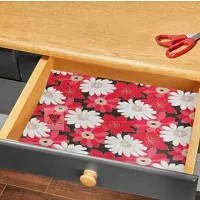 ROYAL-NEST ? Red Color, Size - 45 x 1000 cm, Rectangular Long Shelf Liner, 10 Meter Flower Design, Sheet Roll / Mat for Drawer, Antislip Mat-thumb1