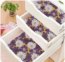 ROYAL-NEST ? 10 Meter, Rectangular Long Shelf Liner, Size - 45 x 1000 cm Purple Color, White Flower Design, Sheet Roll / Mat for Drawer, Antislip Mat-thumb1