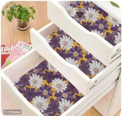 ROYAL-NEST ? 10 Meter, Rectangular Long Shelf Liner, Size - 45 x 1000 cm Purple Color, White Flower Design, Sheet Roll / Mat for Drawer, Antislip Mat-thumb2