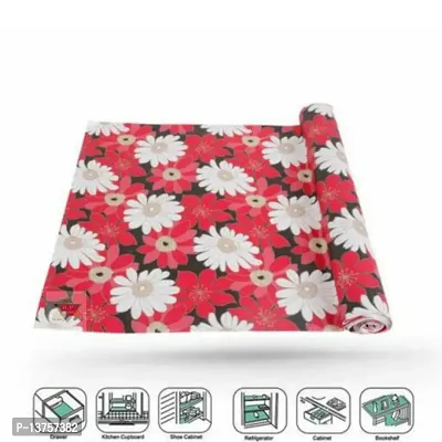 ROYAL-NEST ? Red Color, Size - 45 x 1000 cm, Rectangular Long Shelf Liner, 10 Meter Flower Design, Sheet Roll / Mat for Drawer, Antislip Mat-thumb4