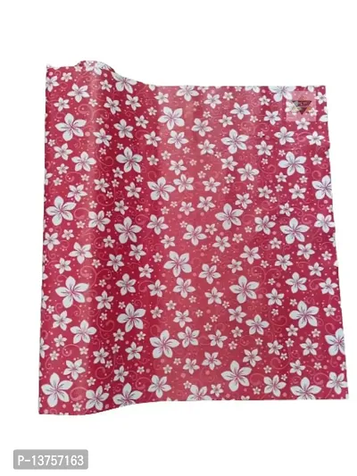 ROYAL-NEST ? Maroon Color, Sheet Roll / Mat for Drawer, Antislip Mat, White Flower Design, Size - 45 x 1000 cm, 10 Meter Rectangular Long Shelf Liner-thumb2