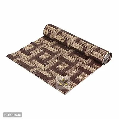 ROYAL-NEST ? 10 Meter Rectangular Long Shelf Liner, Size - 45 x 1000 cm Dark Brown Color, Wooden Design, Sheet Roll / Mat for Drawer, Antislip Mat-thumb3