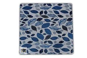 ROYAL - NEST ? 3D Self Design 2 to 4 Seater Printed Black Leaf, Blue Color Table Cover with Lace-thumb3