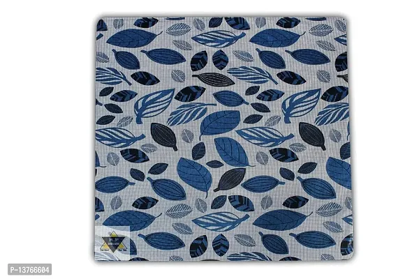 ROYAL - NEST ? 3D Self Design 2 to 4 Seater Printed Black Leaf, Blue Color Table Cover with Lace-thumb4