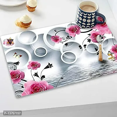 ROYAL - NEST Self Design Pink Color Set of 6 Placemats Dinning Mats (Round Design Mats)-thumb3