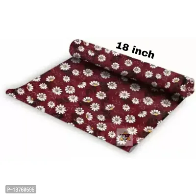 ROYAL-NEST ? 10 Meter, Size - 45 x 500 cm , Antislip Mat Rectangular Long Shelf Liner, Maroon Color, Flower Design, Sheet Roll / Mat for Drawer-thumb2