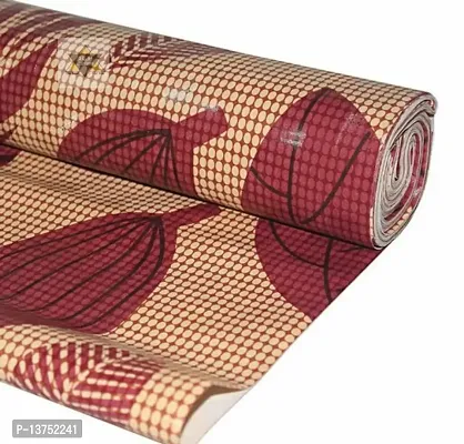 ROYAL-NEST ? Brown Color, 10 Meter Rectangular Long Shelf Liner,Maroon Leaf Designs, Size - 45 x 1000 cm, Sheet Roll / Mat for Drawer, Antislip Mat-thumb2