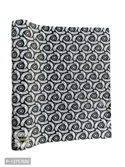 ROYAL-NEST ? Black Color, White Rose Flower Design, Sheet Roll / Mat for Drawer, Antislip Mat, Size - 45 x 1000 cm, 10 Meter Rectangular Long Shelf Liner-thumb4