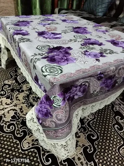 ROYAL - NEST ? 2 to 4 Seater (40 INCH x 60 INCH) Table Cover 3D Self Design Plastic Table Cover Medium Size Holyhock, Purple Color