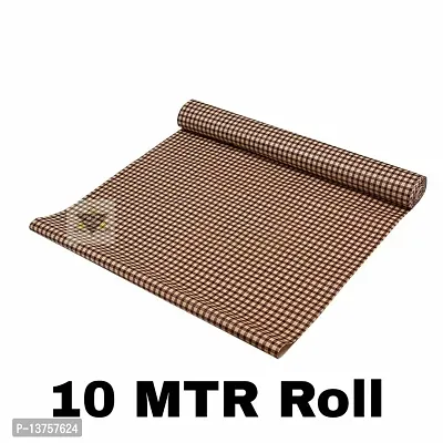 ROYAL-NEST ? 10 Meter, Rectangular Long Shelf Liner, Size - 45 x 1000 cm Brown Color, Brown Small Box Design, Sheet Roll / Mat for Drawer, Antislip Mat-thumb0