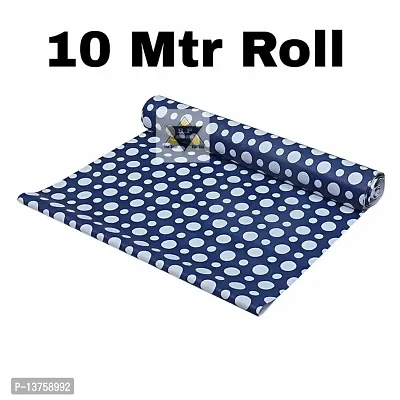 ROYAL-NEST ? 10 Meter, Rectangular Long Shelf Liner, Size - 45 x 1000 cm Blue Color, Polka Dot Design, Sheet Roll / Mat for Drawer, Antislip Mat