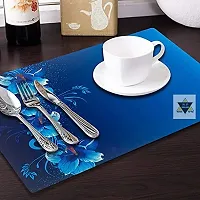 ROYAL - NEST Placemats Dinning Mats 17 x 12 cm Blue Color Self Design with Set of 6 Butterfly Design Mats-thumb4