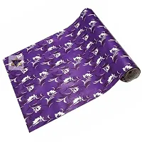 ROYAL-NEST ? Purple Color, White Small Flower Design, Sheet Roll / Mat for Drawer, Antislip Mat, Size - 45 x 1000 cm, 10 Meter Rectangular Long Shelf Liner-thumb2