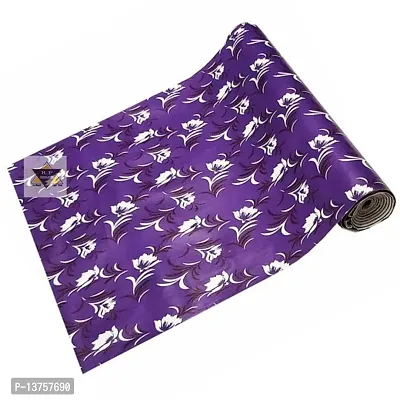 ROYAL-NEST ? Purple Color, White Small Flower Design, Sheet Roll / Mat for Drawer, Antislip Mat, Size - 45 x 1000 cm, 10 Meter Rectangular Long Shelf Liner-thumb3