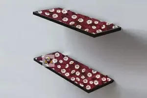 ROYAL-NEST ? Maroon Color, Sheet Roll / Mat for Drawer, Antislip Mat, Flower Design, Size - 45 x 500 cm, 10 Meter Rectangular Long Shelf Liner-thumb3