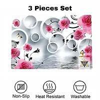 ROYAL - NEST Placemats Dinning Mats Self Design Round Design Mats Pink Color with (Set of 3)-thumb1