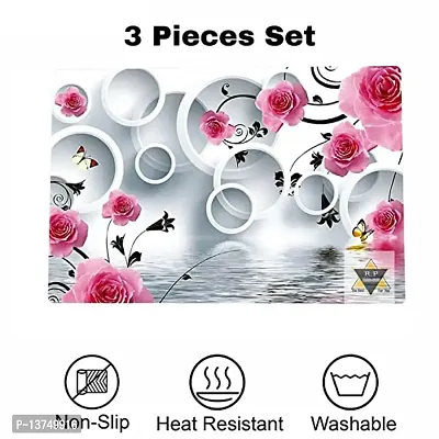 ROYAL - NEST Placemats Dinning Mats Self Design Round Design Mats Pink Color with (Set of 3)-thumb2