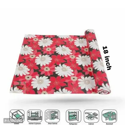 ROYAL-NEST ? 5 Meter, Rectangular Long Shelf Liner, Size - 45 x 500 cm Red Color, Flower Design, Sheet Roll / Mat for Drawer, Antislip Mat-thumb3