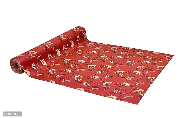 ROYAL-NEST ? Size - 45 x 900 cm, 9 Meter Rectangular Long Shelf Liner, Orange Color, Orange Flower Design, Sheet Roll/Mat for Drawer, Antislip Mat