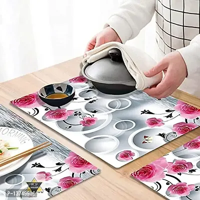 ROYAL - NEST Placemats Dinning Mats Self Design Round Design Mats Pink Color with (Set of 3)