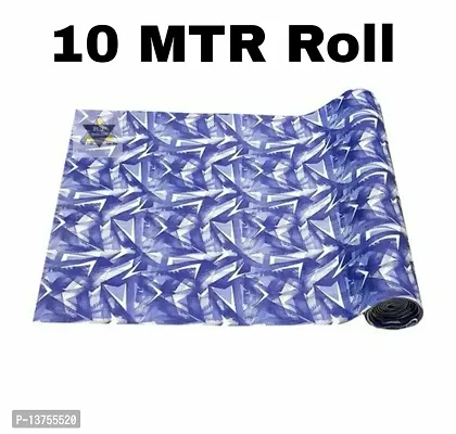 ROYAL-NEST ? Blue Color, White Triangle Design, Size - 45 x 1000 cm, Rectangular Long Shelf Liner, 10 Meter Sheet Roll / Mat for Drawer, Antislip Mat