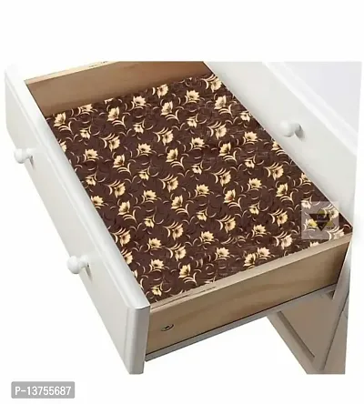 ROYAL-NEST ? 10 Meter, Rectangular Long Shelf Liner, Size - 45 x 1000 cm Brown Color, Brown Flower Design, Sheet Roll / Mat for Drawer, Antislip Mat-thumb2