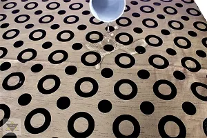 ROYAL - NEST ?3D Self Design 2 to 4 Seater (40 INCH x 60 INCH) Printed Black Circle, Brown Color Table Cover with Lace-thumb2