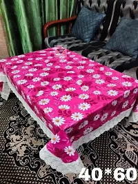 ROYAL - NEST ? Table Cover Medium Size Flower, Pink Color 2 to 4 Seater (40 INCH x 60 INCH) Self Design 3D Printed Table Cover ( Lace)-thumb1