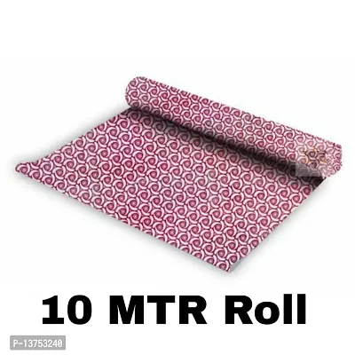 ROYAL-NEST ? Pink Color, Sheet Roll / Mat for Drawer, Antislip Mat, White Rose Flower Design, Size - 45 x 1000 cm, 10 Meter Rectangular Long Shelf Liner-thumb2