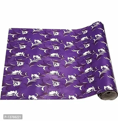 ROYAL-NEST ? Purple Color, Sheet Roll/Mat for Drawer, Antislip Mat, 9 Meter Rectangular Long Shelf Liner,White Flower Design, Size - 45 x 900 cm-thumb0