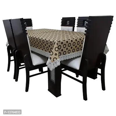 ROYAL - NEST ? Printed 2 to 4 Seater (40 INCH x 60 INCH) 3D Table Cover Medium Size Plastic Table Cover with Lace Black Circle, Brown Color